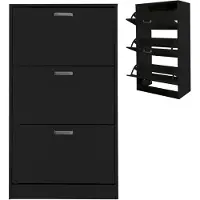Vdd - Schoenenkast - 3 Vakken met Klepdeuren - 30x60x112cm - KleurZwart