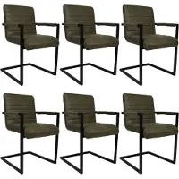 Bronx Industriële eetkamerstoel Block Antraciet eco leer - Eetkamerstoelen set van 6.
