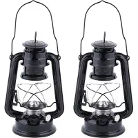 Fancy flames Lantaarn - 4x stuks - zwart - - 11,7x15,7x24 cm - windlicht