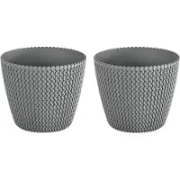 Prosperplast 6x Kunststof Splofy bloempotten 35 cm lichtgrijs - Bloempotten/plantenpotten voor binnen en buiten