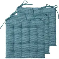 Atmosphera Tuinstoelkussens - 6x - blauw - katoen - 38 x 38 x 7 cm - wicker zitkussen