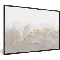 PosterMonkey Fotolijst incl. Poster - Marmerlook - Grijs - Goud - Chic - Marmer - 120x80 cm - Posterlijst