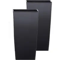 Prosperplast bloempot/plantenpot Urbi met binnenpot - 4x - antraciet - 19 x 19 x 37 cm - Kunststof