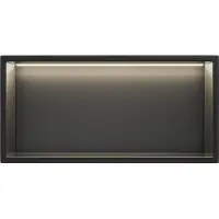 Guido Gusto Mat Zwart RVS Inbouwnis 30x90x10cm met LED verlichting