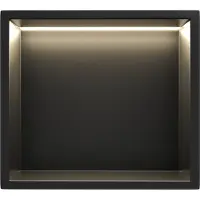 Guido Gusto Mat Zwart RVS Inbouwnis 30x30x7cm met LED verlichting