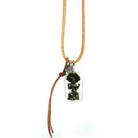 Heaven Eleven - dames ketting - ibiza - Lerenveter met een buddha in glas -74cm