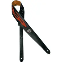 Gaucho GST-542-OR gitaarriem, zwart, orange flame design