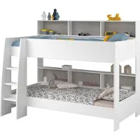 Parisot Stapelbed Taylor 90x200 - Met Opbergruimte - Wit/grijs - - Stapelbed - Wit - Spaanplaat Eenpersoons Stapelbed