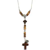 Heaven Eleven Men - heren - ketting - edelsteen - Jaspis - Jasper - Bruin - kruis