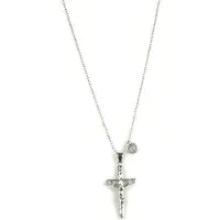 Heaven Eleven - heren ketting - Edelstaal Ballchain heren RVS Crucifix Kruis RVS - 74cm