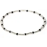 Heaven Eleven - Dames - armband - fijn - 925 zilver - 1mm - zwart kralen