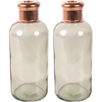 Countryfield Bloemenvaas Firm Bottle - 2x - transparant beige/koper - glas - D11 x H27 cm