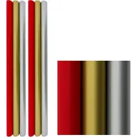 Benza Kerstpapier Cadeaupapier voor Kerst - 80 grams Gecoat Papier - Rood Zilver Goud - 3 meter x 70 cm- 6 Rollen
