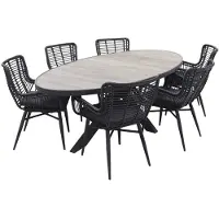 Hartman Milaan/Silva houtlook 240x115 cm. ovale tuinset - 7-delig