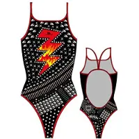 Turbo Heavy Rock Thin Strap Swimsuit Zwart 7-8 Years Meisje