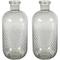 Countryfield Bloemenvaas Cactus Dots - 2x - grijs transparant - glas - D15 x H35 cm