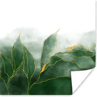 PosterMonkey Poster Marmer - Groen - Luxe - Goud - Marmerlook - 75x75 cm