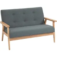 HOMCOM HOMdotCOM Sofa tweepersoons - Hout - Grijs - 115 x 66,5 x 73 cm
