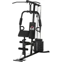HOMCOM HOMdotCOM Power Station Multistation-set voor krachttraining met gewichten van 45 kg, zwart