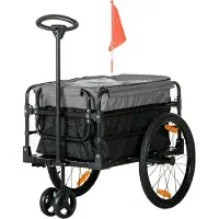 HOMCOM HOMdotCOM 2-in-1 fietskar, laadaanhanger, 40 kg draagvermogen, zwart+grijs