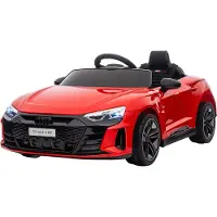 HOMCOM HOMdotCOM kinderauto, elektrische auto, Audi-gelicentieerd, met veiligheidsgordel, afstandsbediening, licht, rood+zwart, 103 x 58 x 41 cm