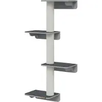 PawHut Wandkrabpaal, klimwand voor katten, kattenmeubel, krabpaal, hout, lichtgrijs