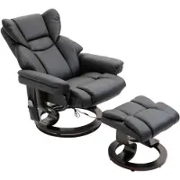 HOMCOM HOMdotCOM Massagestoel met voetenbankje imitatieleer 79 cm x 82 cm x 101 cm zwart