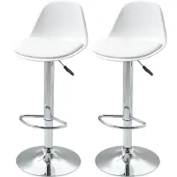 HOMCOM Set van 2 moderne barkrukken, geschikt tot 120 kg (per stoel), kleur: wit