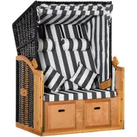 Outsunny Sunny Strandstoel Dubbel Ligbed met Dak, Drinkhouders en Chaise Longue 5-standen PE Rotan Grijs+Wit 118 x 79 x 160 cm