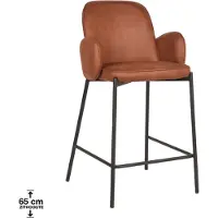 Label51 D-MAXX Barkruk Jari - Cognac - Microfiber - Zithoogte 65
