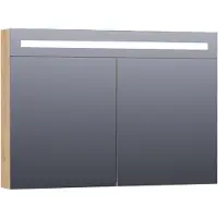 Brauer Promise Deluxe Spiegelkast 100x70cm LED Verlichting Boven - Forest Tan - Spiegels - Spiegelkasten - 8720359342164