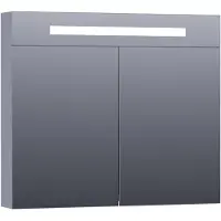 Brauer Promise Deluxe Spiegelkast 80x70cm LED Verlichting Boven - Mat Grijs - Spiegels - Spiegelkasten - 8720359343024