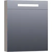 Brauer Promise Deluxe Spiegelkast 60x70cm LED Verlichting Boven - Mat Taupe - Rechtsdraaiend - Spiegels - Spiegelkasten - 8720359342799