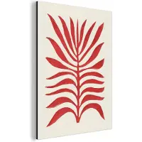 MuchoWow Wanddecoratie Metaal - Aluminium Schilderij Industrieel - Plant - Rood - Bladeren - Abstract - 120x160 cm - Dibond - Foto op aluminium - Industriële muurdecoratie - Voor de woonkamer/slaapkamer