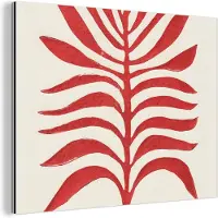 MuchoWow Wanddecoratie Metaal - Aluminium Schilderij Industrieel - Plant - Rood - Bladeren - Abstract - 80x60 cm - Dibond - Foto op aluminium - Industriële muurdecoratie - Voor de woonkamer/slaapkamer