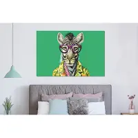MuchoWow Wanddecoratie Metaal - Aluminium Schilderij Industrieel - Zebra - Bril - Hippie - Bloemen - Dieren - 150x100 cm - Dibond - Foto op aluminium - Industriële muurdecoratie - Voor de woonkamer/slaapkamer