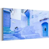 MuchoWow Wanddecoratie Metaal - Aluminium Schilderij Industrieel - Straat - Blauw - Deuren - Architectuur - 120x60 cm - Dibond - Foto op aluminium - Industriële muurdecoratie - Voor de woonkamer/slaapkamer