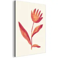 MuchoWow Wanddecoratie Metaal - Aluminium Schilderij Industrieel - Bloemen - Plant - Rood - Pastel - 120x160 cm - Dibond - Foto op aluminium - Industriële muurdecoratie - Voor de woonkamer/slaapkamer