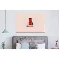 MuchoWow Wanddecoratie Metaal - Aluminium Schilderij Industrieel - Deur - Rood - Pastel - Architectuur - 150x100 cm - Dibond - Foto op aluminium - Industriële muurdecoratie - Voor de woonkamer/slaapkamer