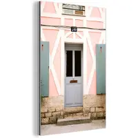 MuchoWow Wanddecoratie Metaal - Aluminium Schilderij Industrieel - Roze - Deur - Architectuur - Huis - 120x180 cm - Dibond - Foto op aluminium - Industriële muurdecoratie - Voor de woonkamer/slaapkamer