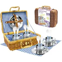 Tachan Set Picnic Vichy In Wicker Basket Goud 3-6 Years Kinderen