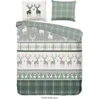 Good Morning Dekbedovertrek Flanel Bjirk - green 200x200/220cm