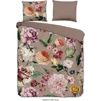 Muller Textil Dekbedovertrek Biologische Katoen Satijn Fiori - taupe 140x200/220cm