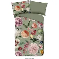 Muller Textil Dekbedovertrek Biologische Katoen Satijn Fiori - green 140x200/220cm
