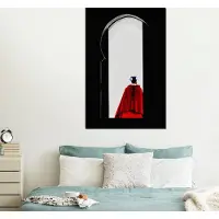 MuchoWow Wanddecoratie Metaal - Aluminium Schilderij Industrieel - Deur - Man - Rood - Zwart - 100x150 cm - Dibond - Foto op aluminium - Industriële muurdecoratie - Voor de woonkamer/slaapkamer
