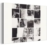 MuchoWow Wanddecoratie Metaal - Aluminium Schilderij Industrieel - Mozaïek - Abstract - Zwart - Wit - 120x80 cm - Dibond - Foto op aluminium - Industriële muurdecoratie - Voor de woonkamer/slaapkamer