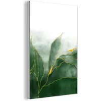 MuchoWow Wanddecoratie Metaal - Aluminium Schilderij Industrieel - Marmer - Groen - Luxe - Goud - Marmerlook - 120x180 cm - Dibond - Foto op aluminium - Industriële muurdecoratie - Voor de woonkamer/slaapkamer