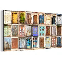 MuchoWow Wanddecoratie Metaal - Aluminium Schilderij Industrieel - Deuren - Architectuur - Vintage - Collage - 120x60 cm - Dibond - Foto op aluminium - Industriële muurdecoratie - Voor de woonkamer/slaapkamer