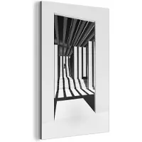 MuchoWow Wanddecoratie Metaal - Aluminium Schilderij Industrieel - Deur - Schaduw - Wit - Lijnen - 40x60 cm - Dibond - Foto op aluminium - Industriële muurdecoratie - Voor de woonkamer/slaapkamer