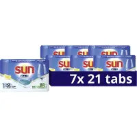 SUN - Vaatwascapsules - All-in 1 - Citroen - met Active Oxygen - 7 x 21 Vaatwastabletten - Voordeelverpakking